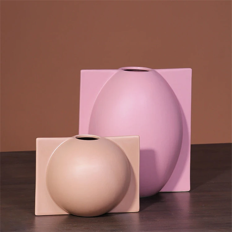 
Factory Direct Sale Designer Simple Mold Shape Ceramic Color Vase Home Decoration Handicraft Piece 