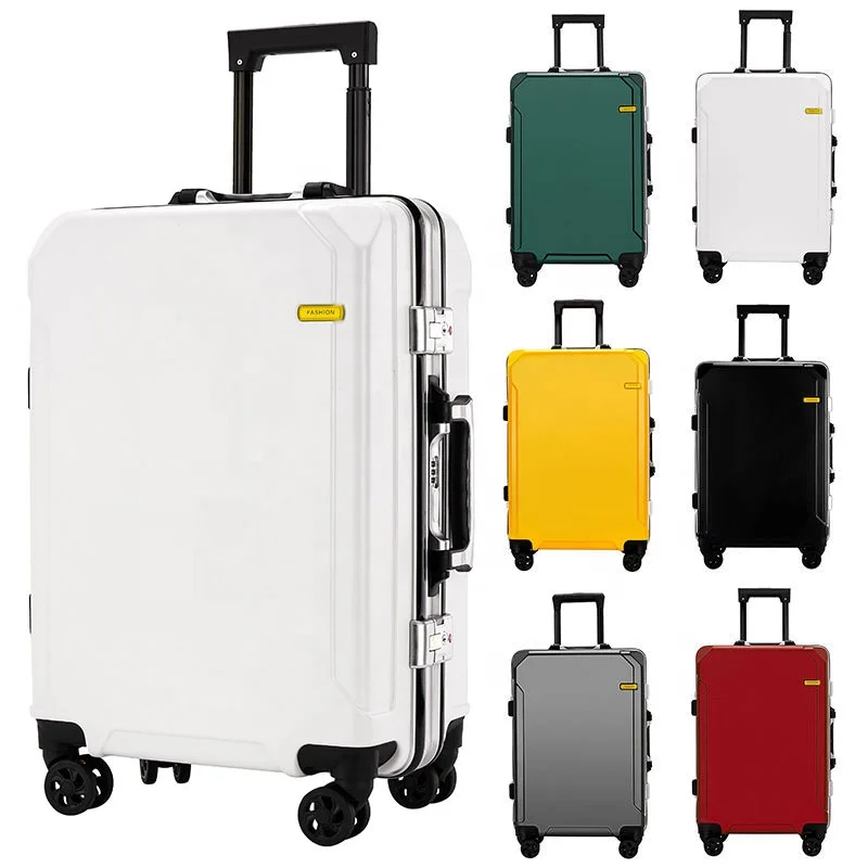 Custom Logo ABS Travel Aluminum Frame Suitcase Luggage Telescopic Handle Carry On Luggage Cabin Case with USB Port