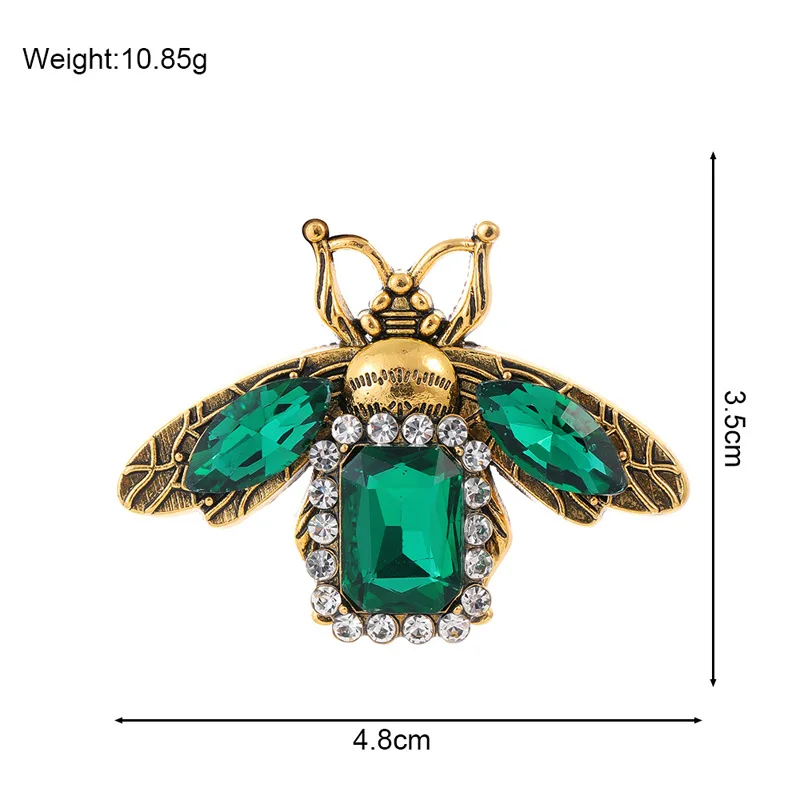 DRAL1308 Fashionable Baroque Feng Shui Diamond Bee Brooch European Insect Collar Pin Retro Palace Dress Accessories