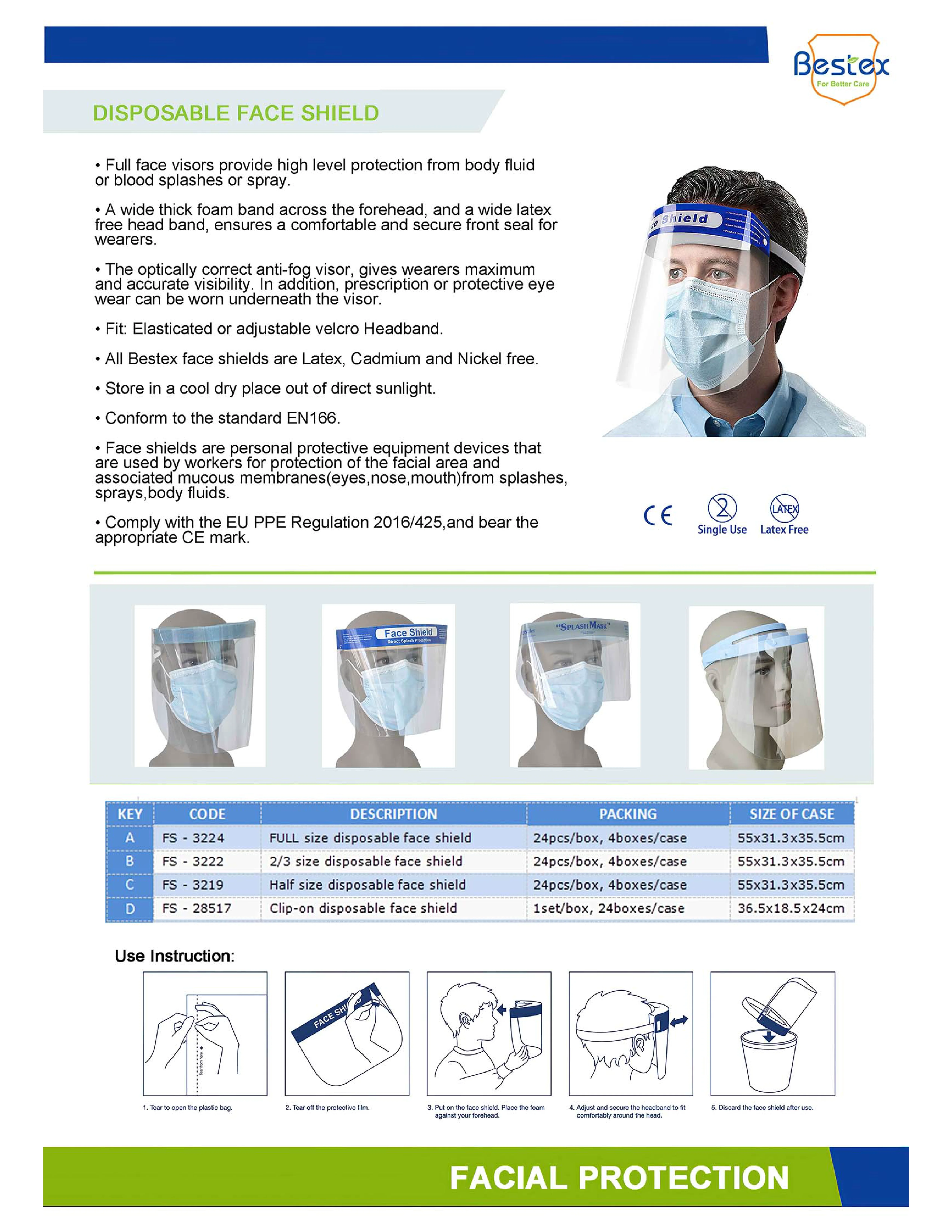 Bestex  Wholesale Custom Safety Customized Clear Plastic Disposable Anti Fog Protective Full Face  visor Shield