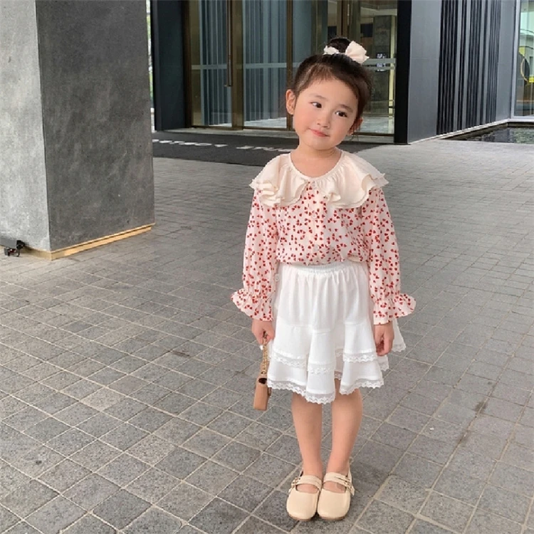 Wholesale Guangzhou factory spring Chiffon girls blouse kids French style shirts