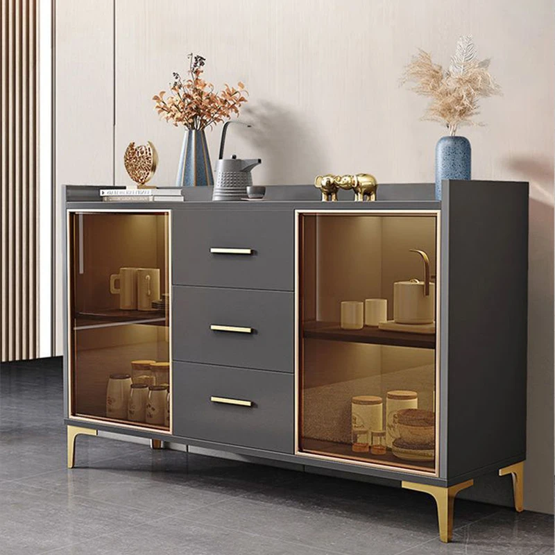 Glass Doors Kitchen Cabinet for Kitchen Sideboard Cabinet with Adjustable Shelves Cabinet with Glass Doors