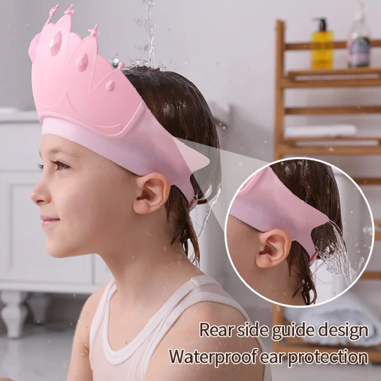 Adjustable Baby Shower Hat Crab Shape Wash Hair Shield Shampoo Hat for Baby Bath Ear Protection Safe Children Shower Head Cover