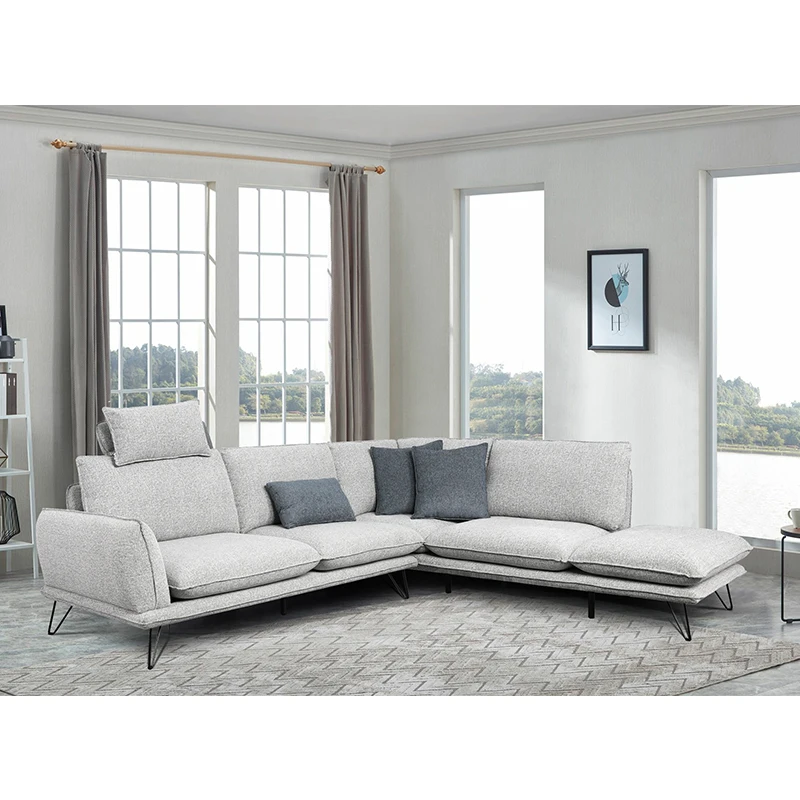 Угловой диван L-образной формы, тканевый, секционный, для гостиной, 5 мест