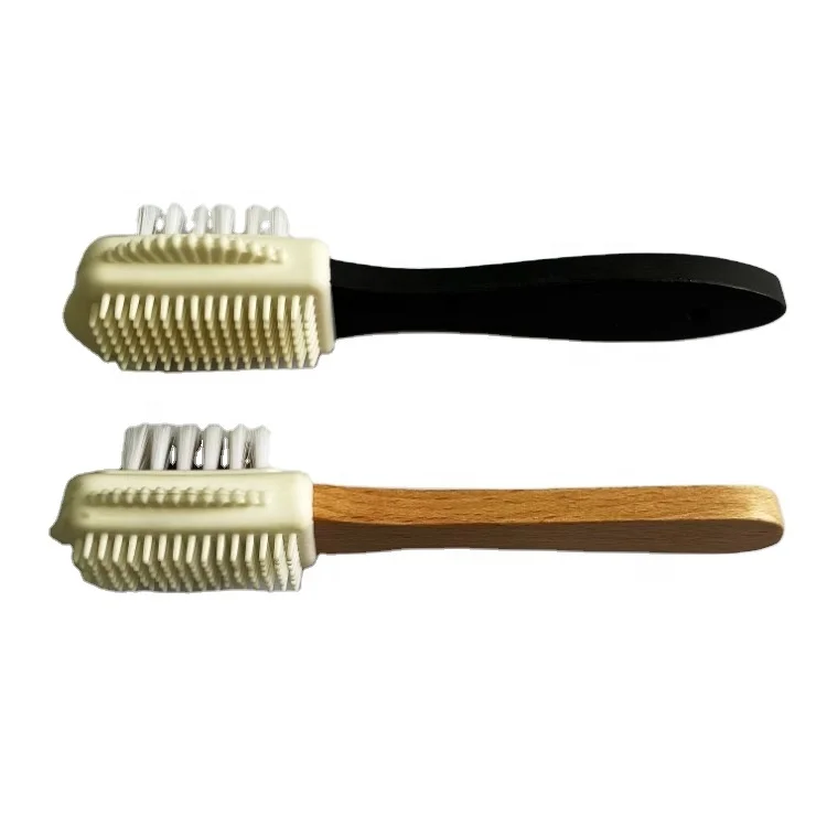 Customer Logo Wooden Handle Silicone Nubuck and Suede Frosted Cleaning Brush Restorer Natural Soft TPR Crepe Brush