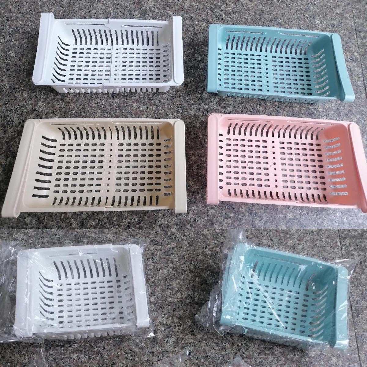 DS1905 Adjustable Refrigerator Box Sliding Partition Fridge Hanging Organizer Retractable Drawer Type Refrigerator Storage Box