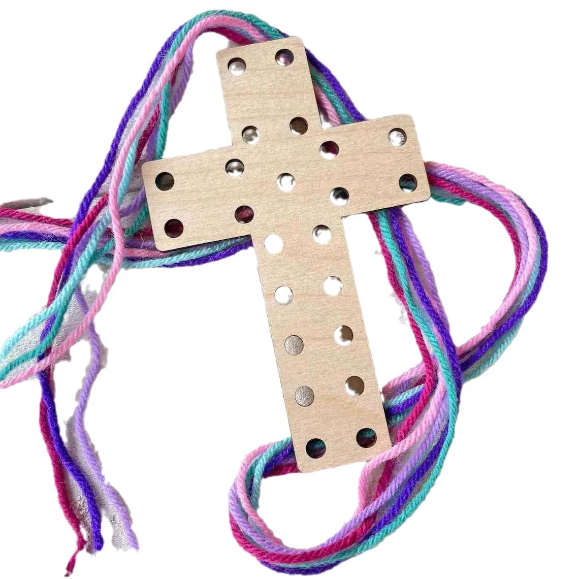 Wooden Crosses Decorative DIY Wood Crosses With Yarn Easter Crosses Pre Punched Holes Art & Craft Supplies For Home decoration
