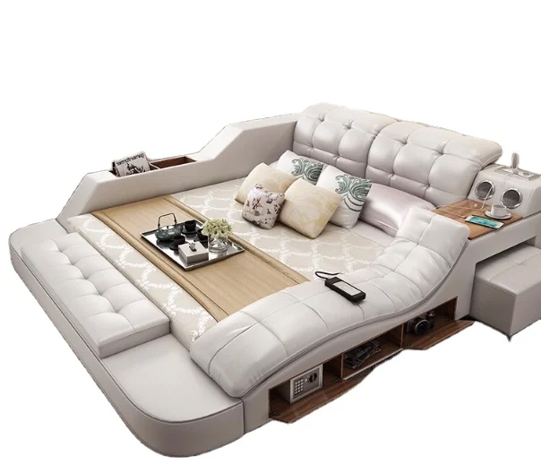 hot item Latest furniture Nordic style king size beds double cot bed with led designs bed room furnitures