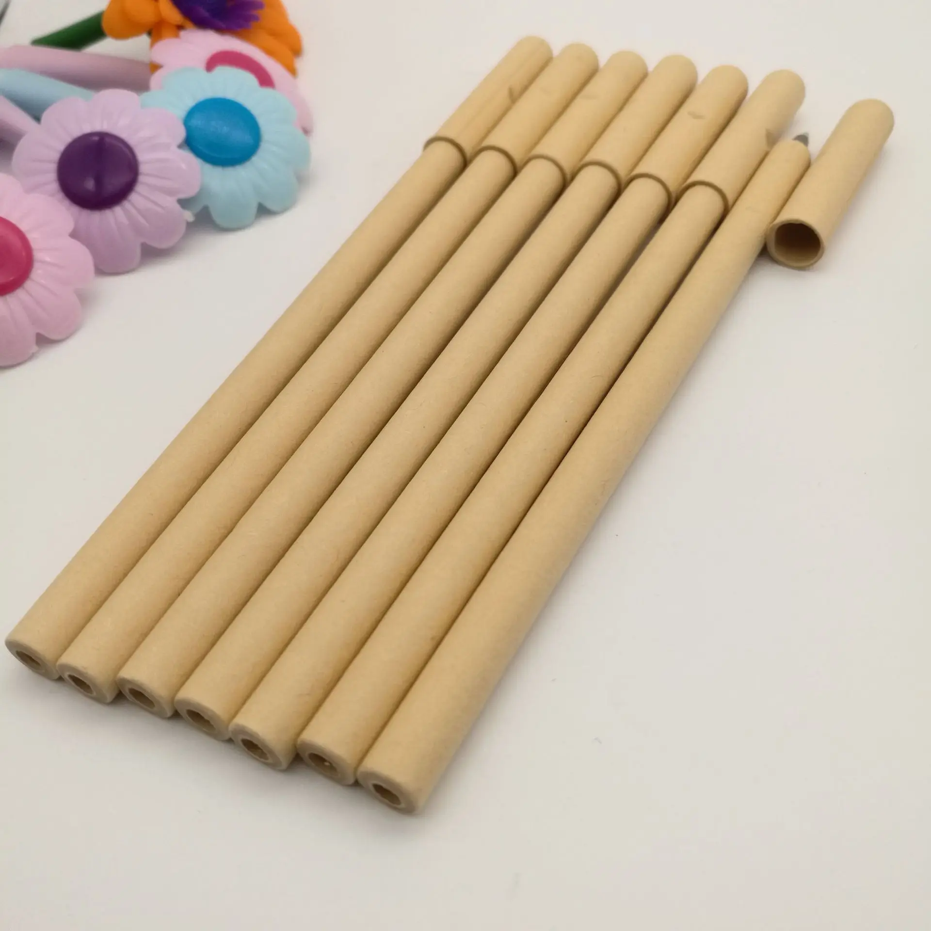 Recycled Pulp Material Paper Tube Eco-friendly Pen Kraft Paper Ballpoint Pen Customized Logo