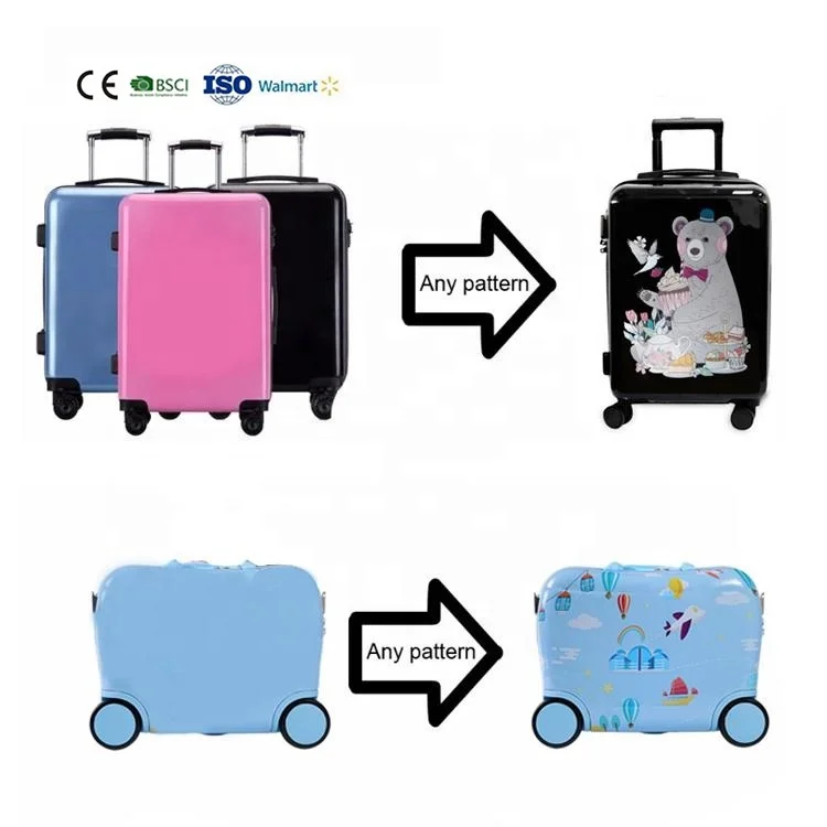 Custom Children Printing Hard Shell Abs Pc 3D children carry on travel bags trolley suitcase luggage sets for kids
