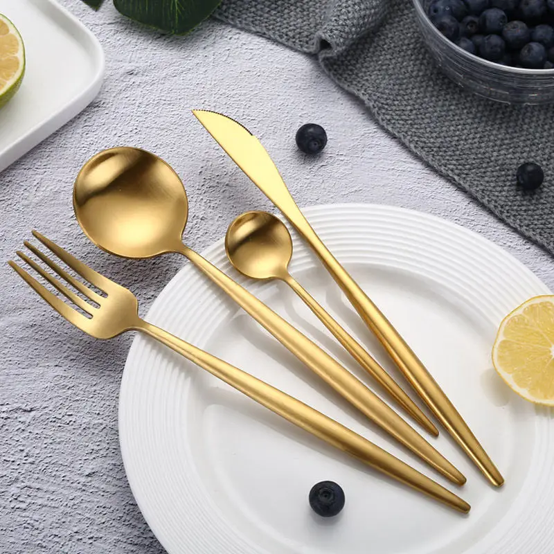 portuguese matte bulk stainless steel cutlery set gold royal prestige wedding matte gold black flatware for events