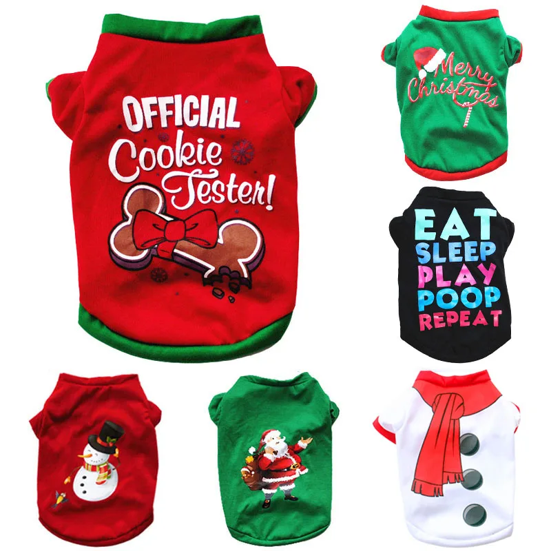 Christmas Dog Clothes Soft Pet Clothing New Year Puppy Costume Pet Vest Shirt For Dogs