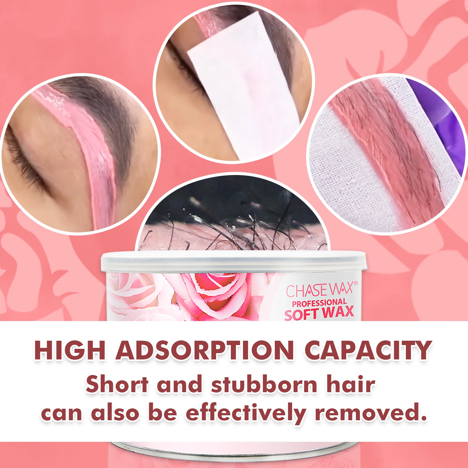 Chase Wax 14oz Rose Pink Private Label Vegan  Painless Hair Removal Soft Wax For Body Waxing