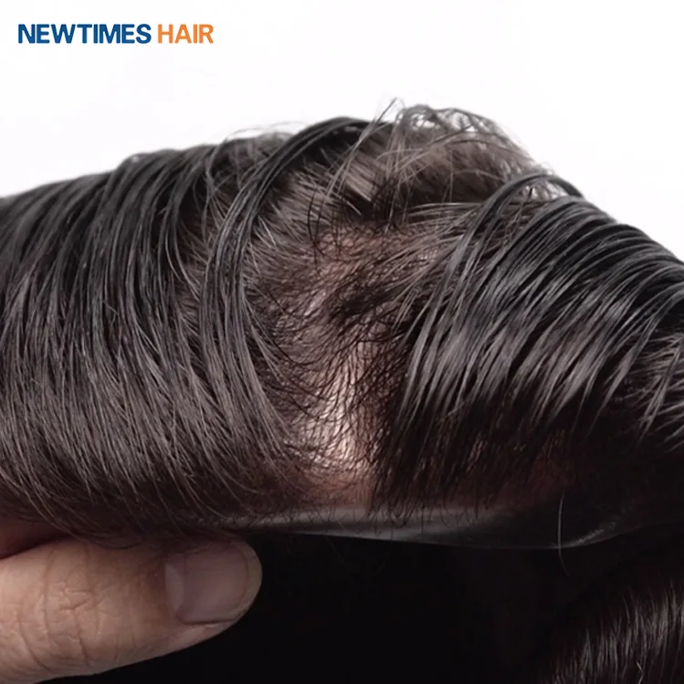 INS New Times Hair Injected Thin Skin Natural Men Black Human Toupee