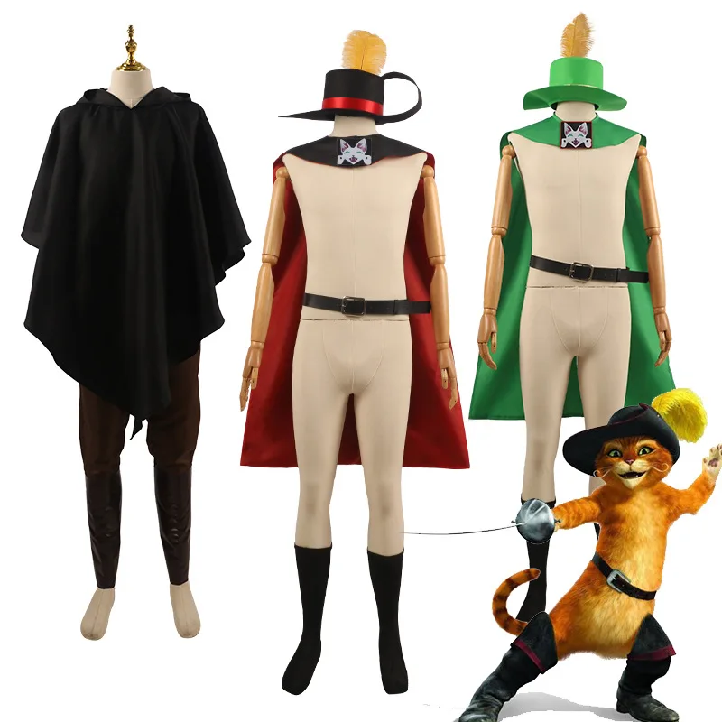 2024 Cat in Boots 2COS Clothing Cat Hero Same Style Cloak Death Wolf Cosplay Clothing Children/Adults Stock