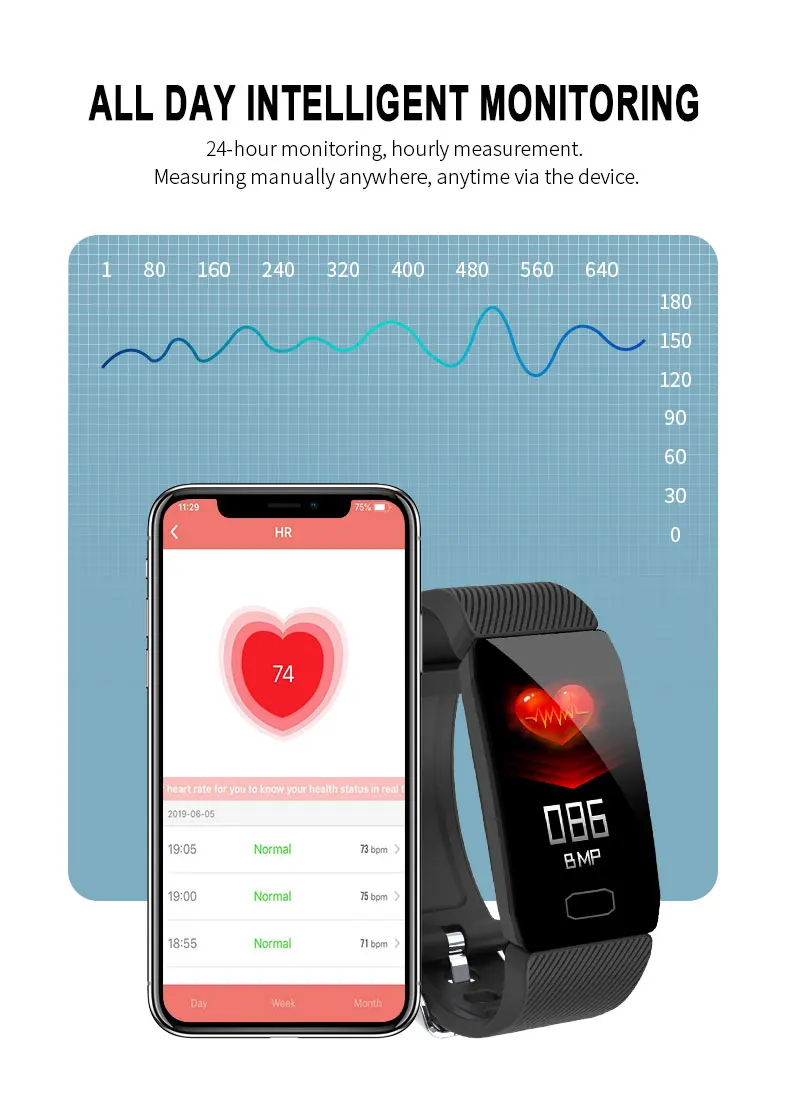  Новый 2020 1 3 дюймов сенсорный экран Смарт-часы Ip68 Smartbracelet Q1 для мужчин и женщин в форме сердца крыса мониторинга спортивный браслет занятий