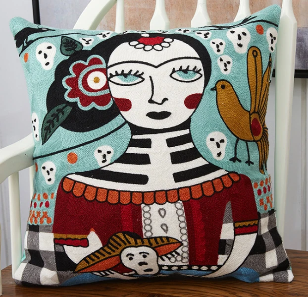 Super beautiful special style wool embroidered sofa cushion