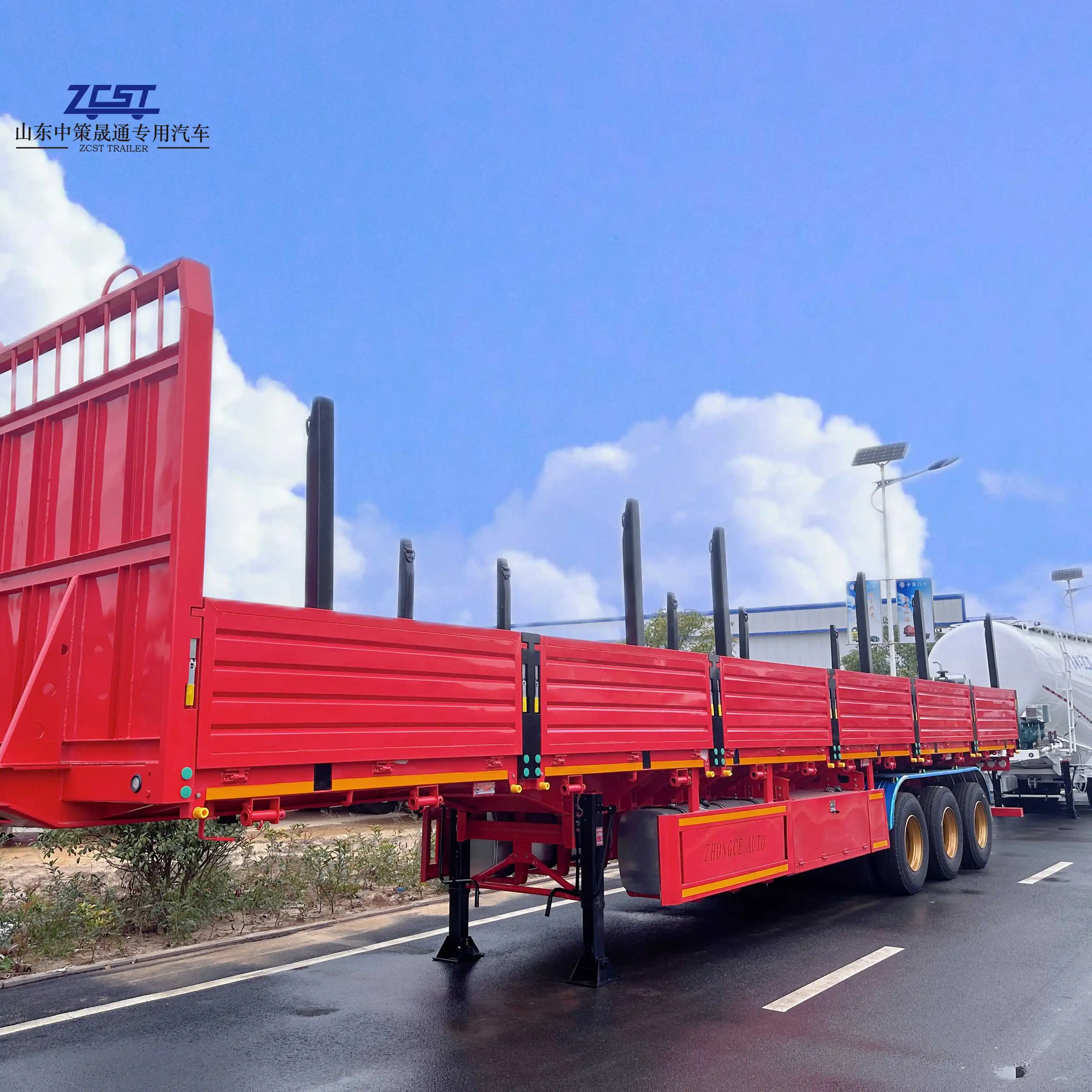 Heavy Duty 3 Axle Truck Semi Trailer with Stake Sidewall for Cargo Transport featuring 12R22.5 Tyre