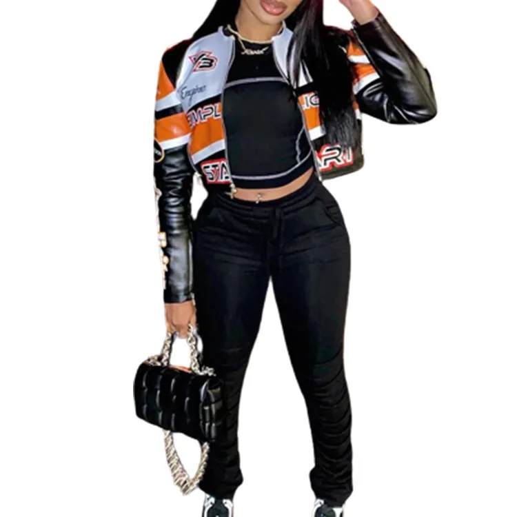 K210-new trendy fall fashion 2023 spring biker jacket leather for women motorcycle jacket