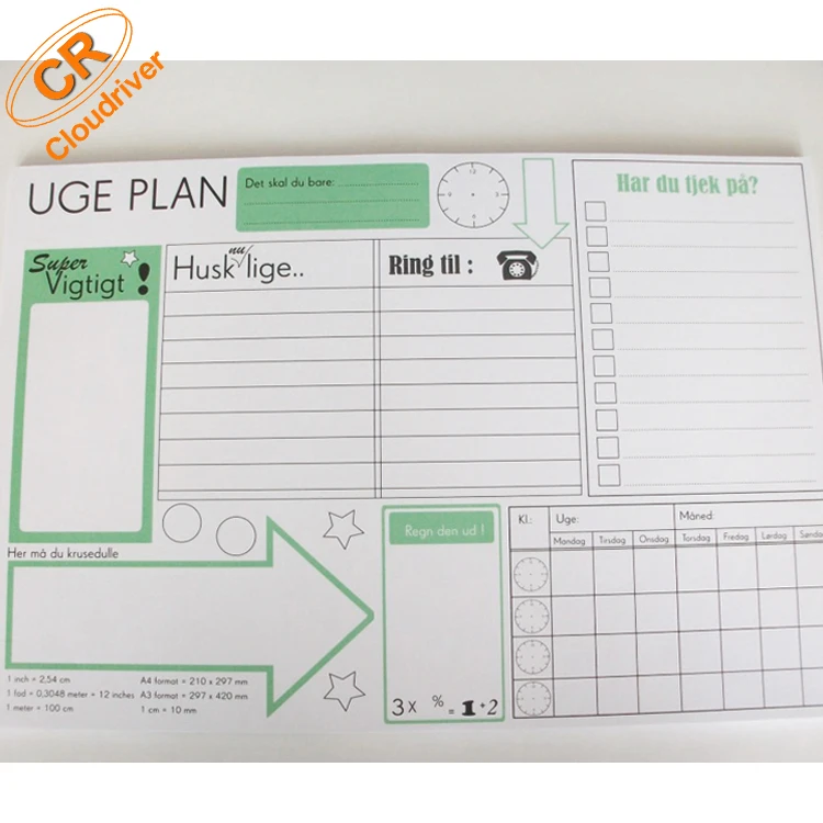 Custom Logo Printing A3 Writing Note Pad Table Calendar Paper Pads Tear Off Daily Planner Desk Notepad