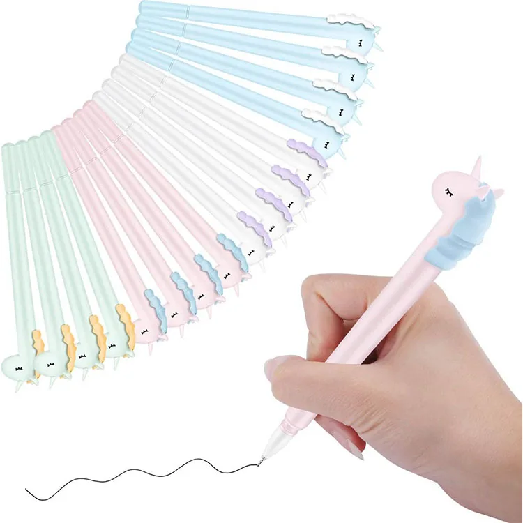 New Kawaii Unicorn Gel Ink Plastic Pen Bulk Korean Customized Logo Printing Cute For Girls Gift