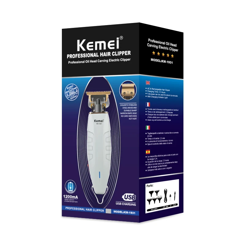  Kemei KM-1931 полые режущая головка машинка для стрижки волос Многофункциональный белый
