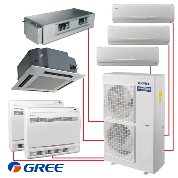 Gree Vrf Vrv Multi Split Wall Mounted Fan Coil Ac Dc Non-inverter Inverter 36000 Btu Heating Cooling Air Conditioner