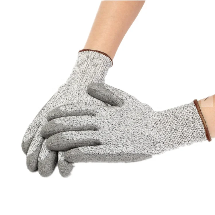 
Wholesale High Quality En388 Anti Cut Level 5 Pu Coating Hand Protective Safety Gloves For Construction Workers 