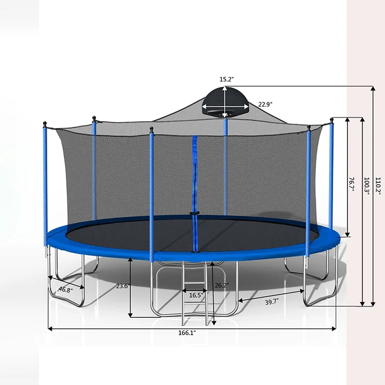 10ft Garden Trampoline With Safety Enclosure Net, Combo Bounce Jump Outdoor Fitness Pvc Spring Cover Padding Kids Trampoline