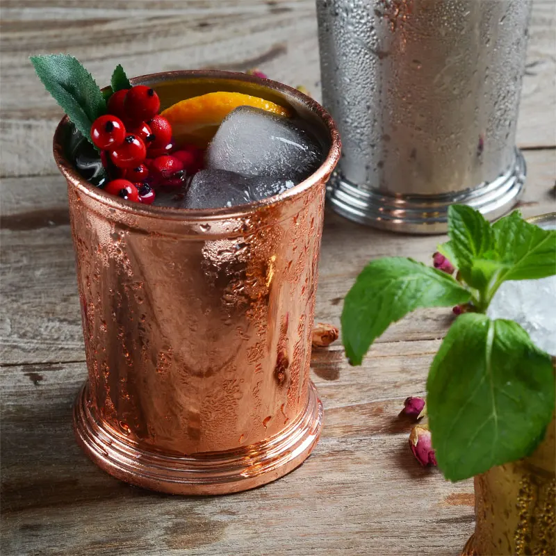Wholesale Custom Wedding Party Cocktail Cup Solid Stainless Steel Mojito Copper Moscow Mule Mug Mint Julep Cup
