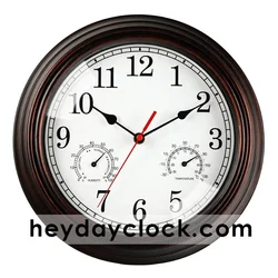 12inch round shape home decor antique wall clock with thermometer and hygrometer