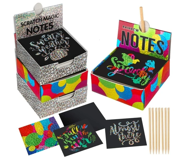 Mini Holographic Scratch Art Notes for Kids Glitter Rainbow Scratch  Paper Arts Crafts Magic Scratch Note Cards  for Girls Boys