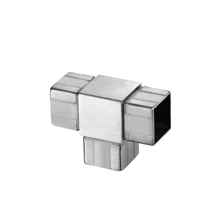 Stainless Steel 3 way Square Tube Connector  90 Degree