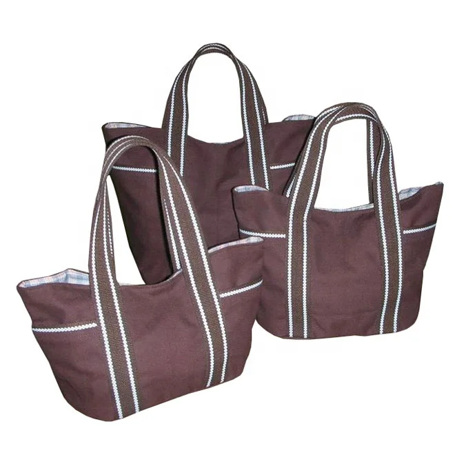 2024 Eco Friendly Cotton Custom Logo Canvas Tote Large Size Fashionable Shopping Bag Reusable Brown Color Cosmetic Bag For Women