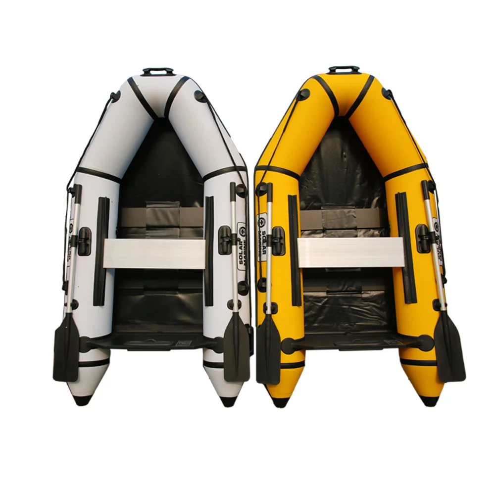 SOLARMARINE 7.5FT Speed Kayak 0.9mm PVC Inflatable Assault Boat with Transom Can Install Outboard Motor