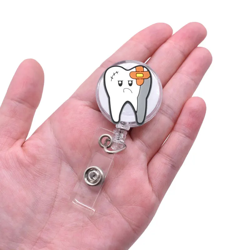 BECOL Wholesale Retractable Badge Reel Nurse Plastic Cartoon ID Card Name Badge Holder Conference Card Key Reel Roller Clip