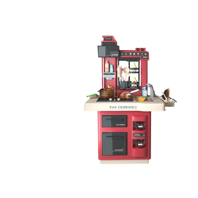 
Special Size 65 CM Tall Spray Steam Electric Kitchen Simulation With Apron Toy Fruit Shopping Cart Pretend Play Toy Wholesale 