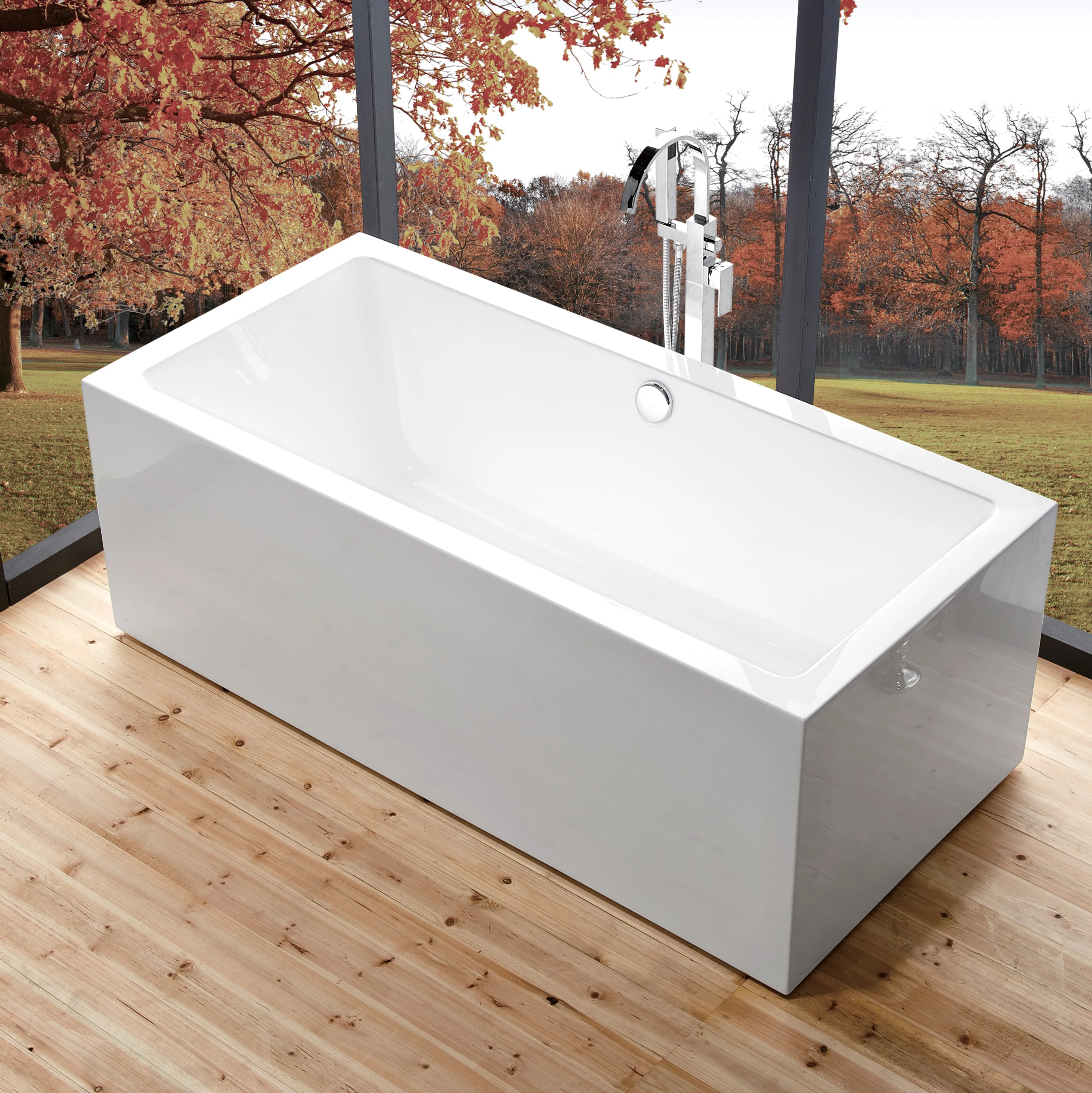Classic Style CUPC Deep Soaking Bathtub Glossy White Adult Acrylic Freestanding Bath Tub DC Graphic Design Modern Hotel Drainer
