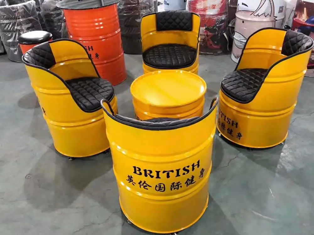 Tianjin Supply Powder Coating  Round Metal Drum Chair