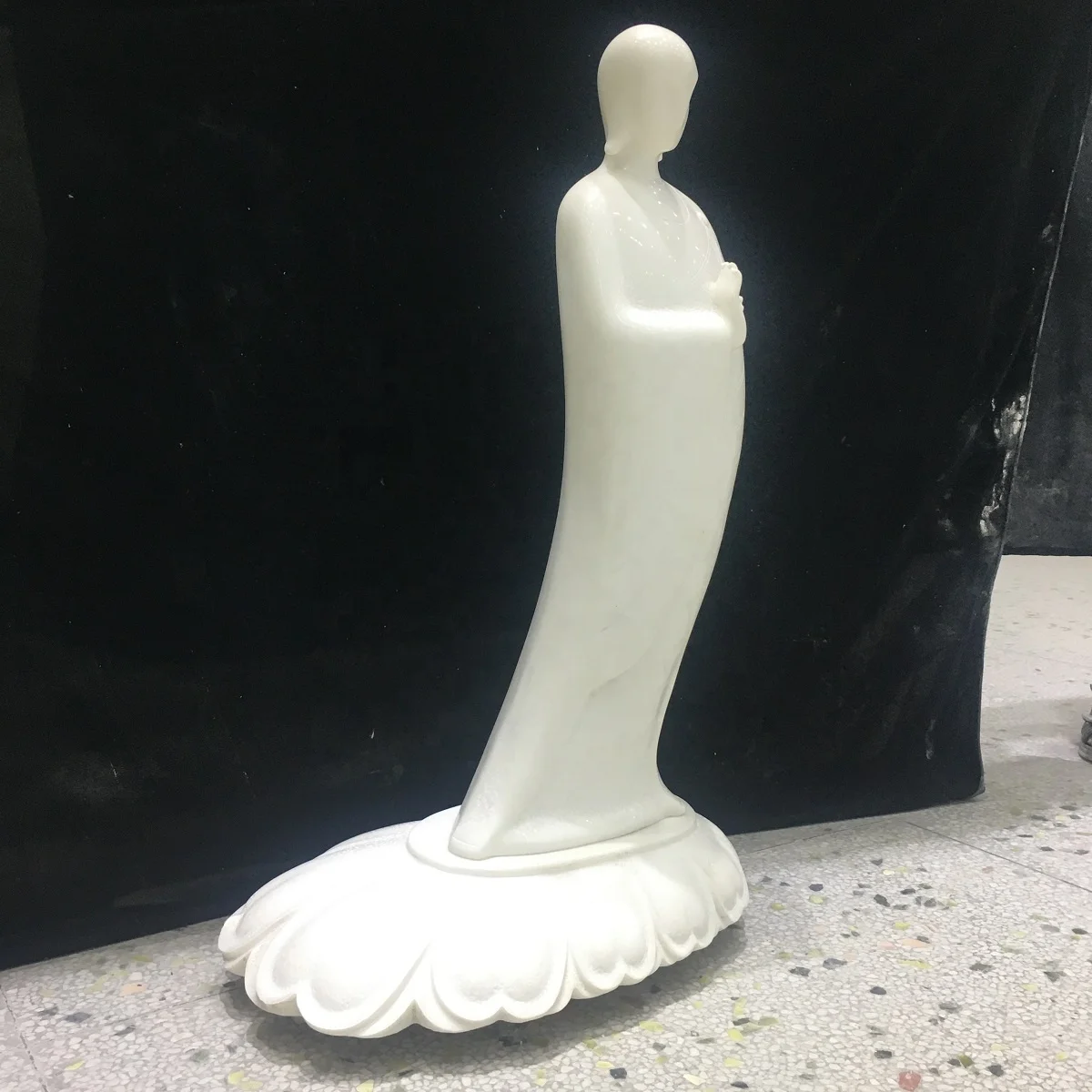 Low price sales High end Hand carved pure white marble indoor decorative peaceful Buddha abstract statue