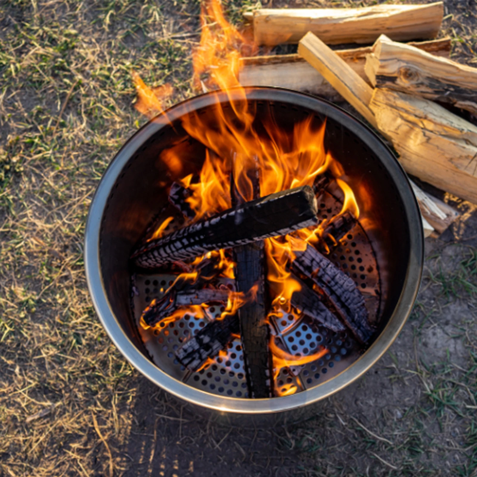 Large Outdoor Stainless Steel Fire Pit Portable Wood Burning Smokeless Fire Pit