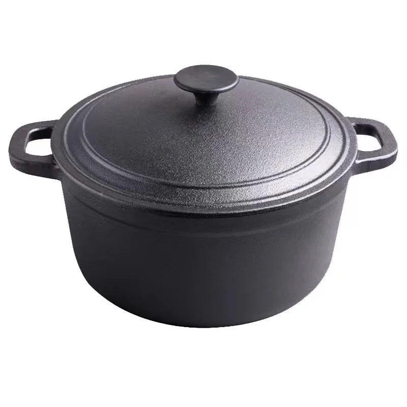 Amazon Basics PreSeasoned Dutch Oven with Dual Handles Cast Iron Pot Metal Material Dutch Oven for Pasta for Slow Cooking