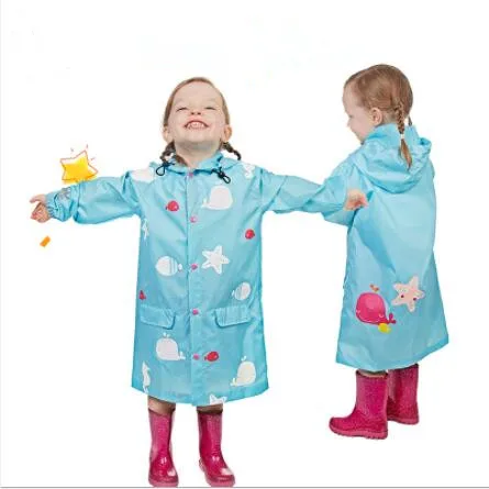 Customized long color changing raincoat PU kid raincoat