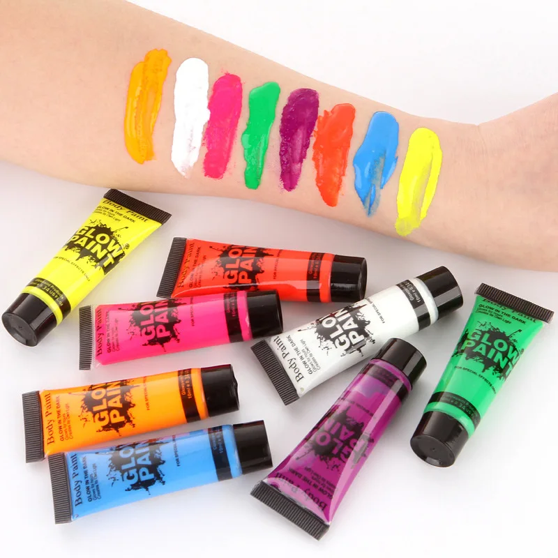 Glow in the UV Blacklight Neon Face Paint Kit Water-Based Fluorescent Body Painting Supplies
