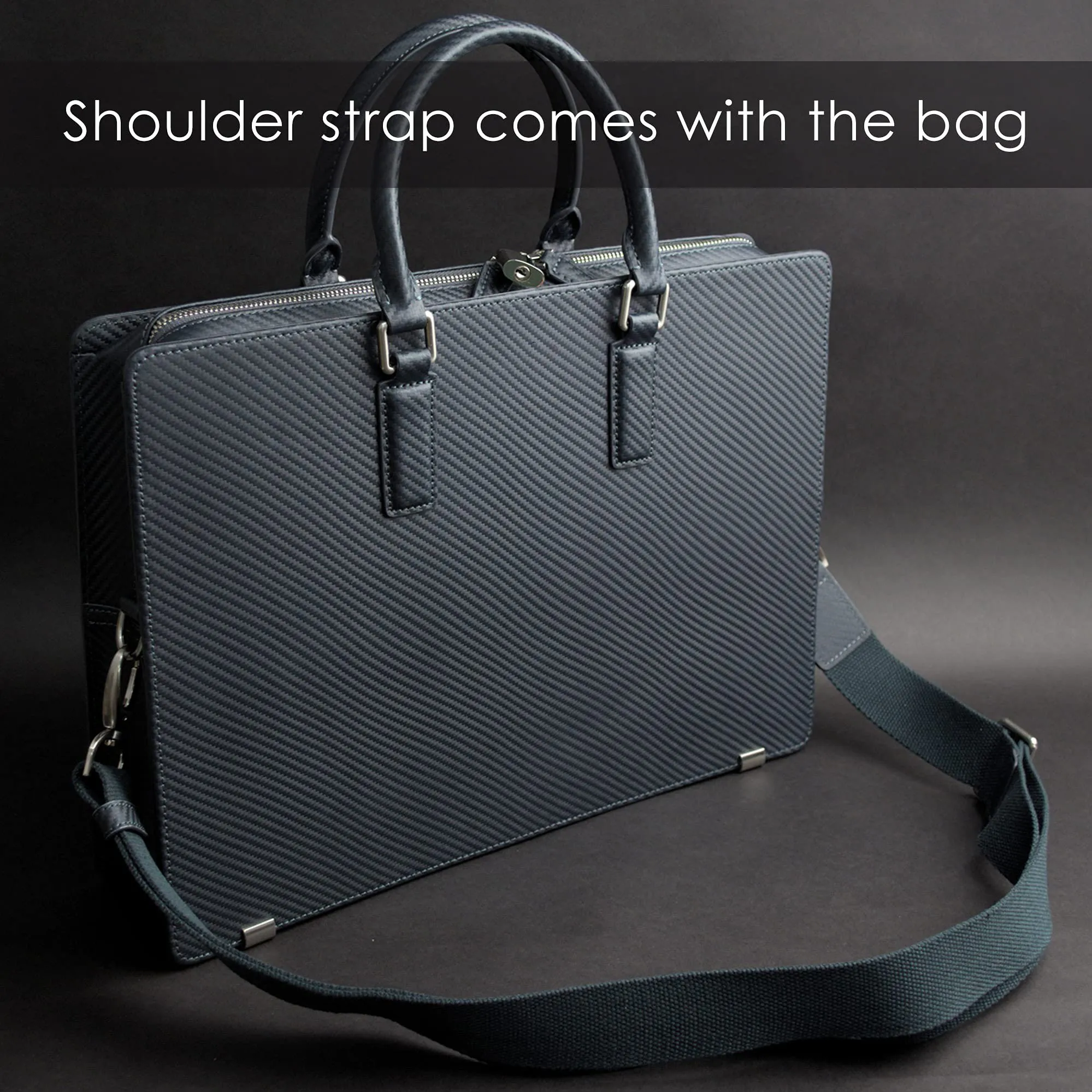 Carbon Genuine Leather Briefcase For Men Travel Business Bag Water Resistant Laptop Bag Messenger Bag