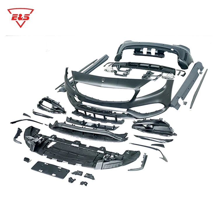 
W176 AMG Style PP Body Kit For Mercedes-Benz A Class W176 A45 Bodykit With Front Rear Bumper Side Skirts 