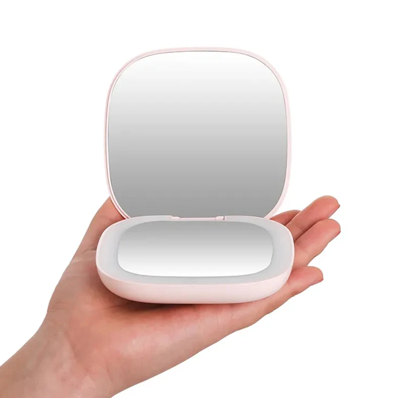 New Design OEM Portable LED Cosmetic Mirror Intelligent Touch Control Infinite Dimming Logo Pocket LED With Light Makeup Mirror