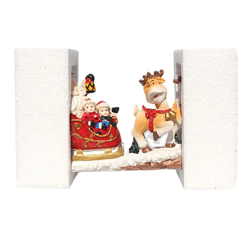 New Christmas decorations resin crafts window home decoration cartoon elk Santa Claus sleigh car