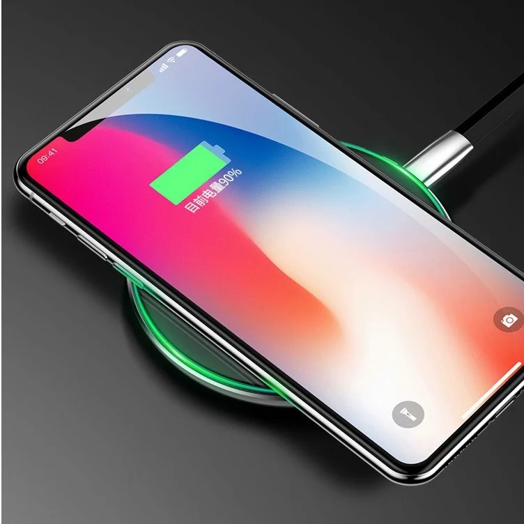 Portable Mirror Surface Mobile Phone Wireless Charger Crystal Round Wireless Charger For Android Pones