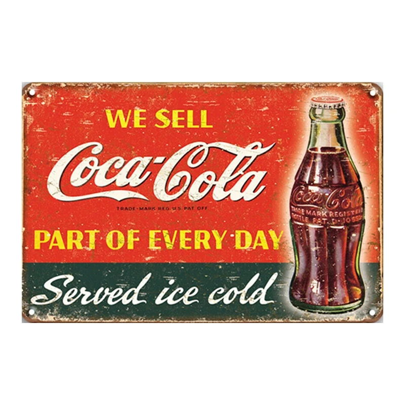 Wholesale Vintage Cola Advertisement Metal Poster Retro Wall Hanging Metal Plates Decorative Metal Plaque Wall Sticker Tin Sign
